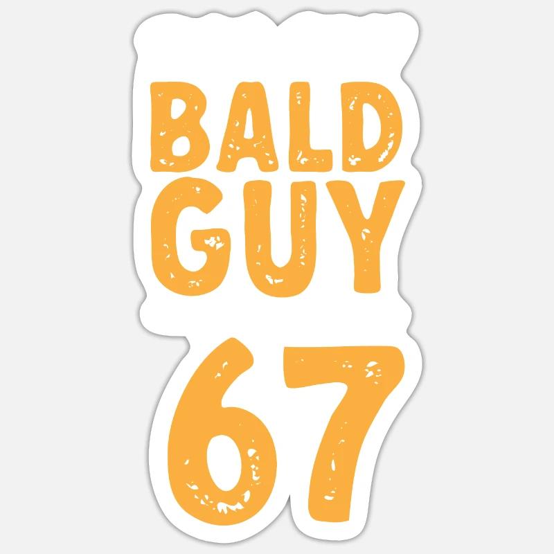 Glatze Kahlköpfigkeit Bart Glatzkopf - Sticker Größe S (10 x 10 cm) - Mattweiß