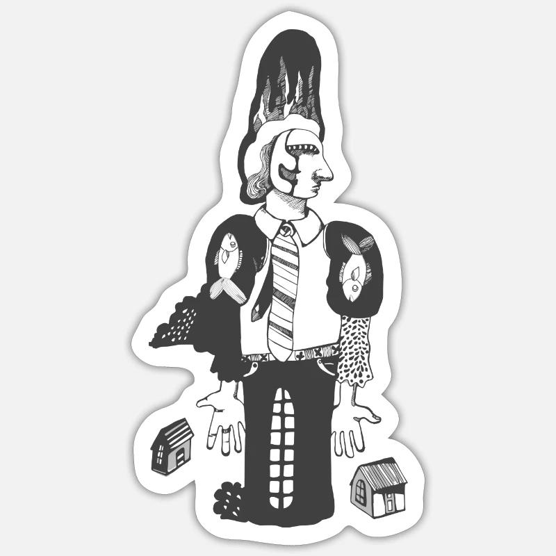 Weird man - Sticker size S (10 x 10 cm) - white matte
