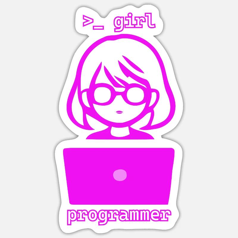 Femme avec programmeuse d’informatique - Sticker taille S (10 x 10 cm) - blanc mat