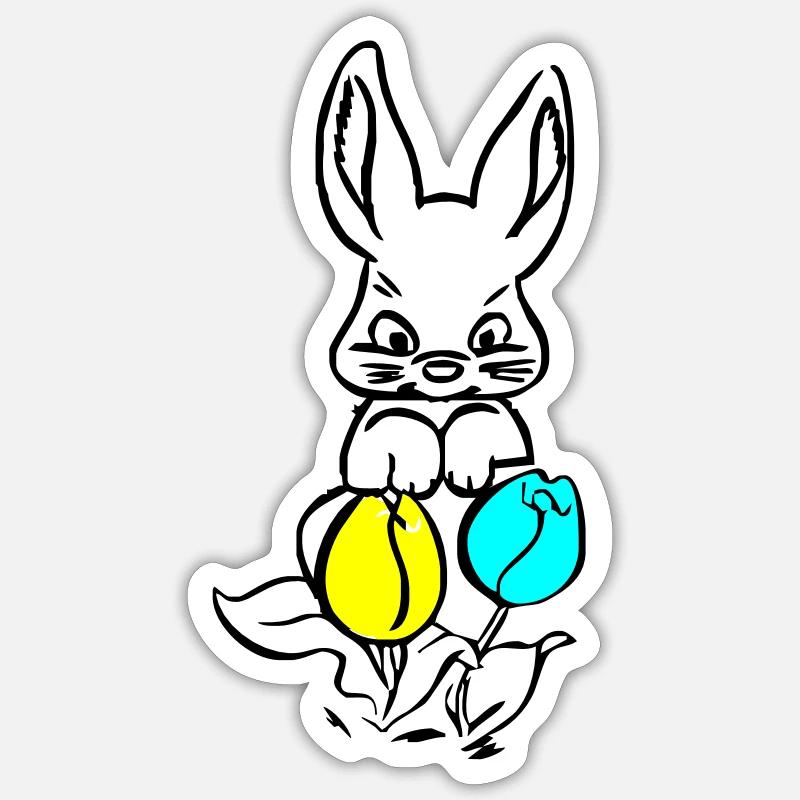 Lapin - Sticker taille S (10 x 10 cm) - blanc mat