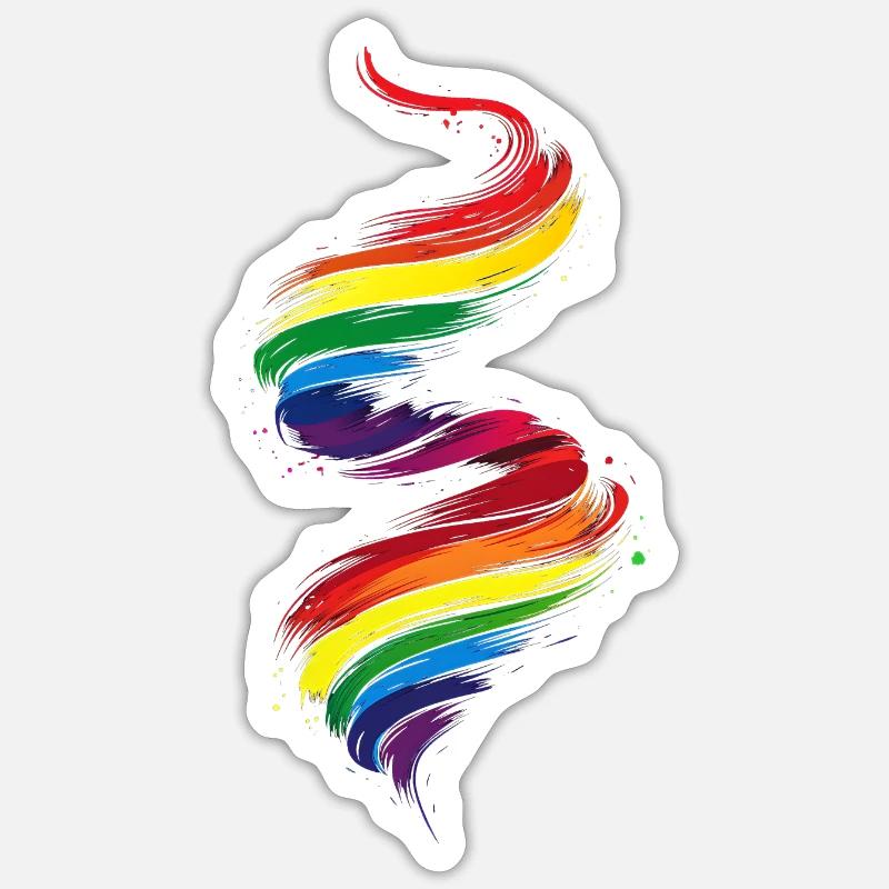Abstraktes Regenbogen Pride Tornado Design - Lebendig - Sticker Größe S (10 x 10 cm) - Mattweiß