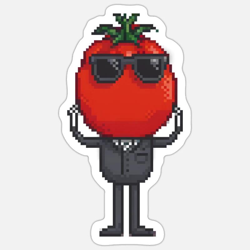 Tomate à Tux - Sticker taille S (10 x 10 cm) - blanc mat
