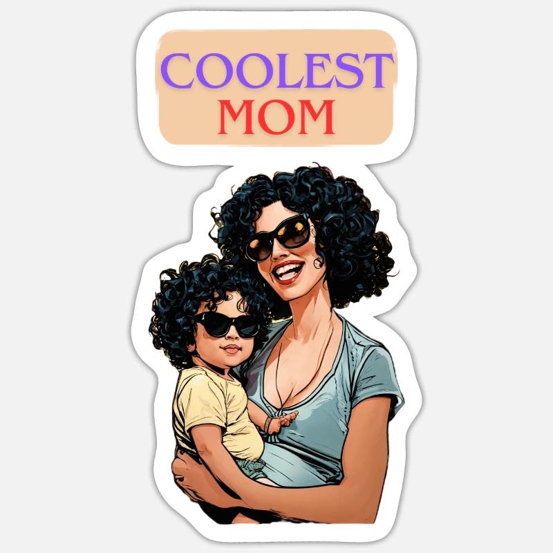 COOLEST MOM MUM cool mutter mama Sticker Größe S (10 x 10 cm)