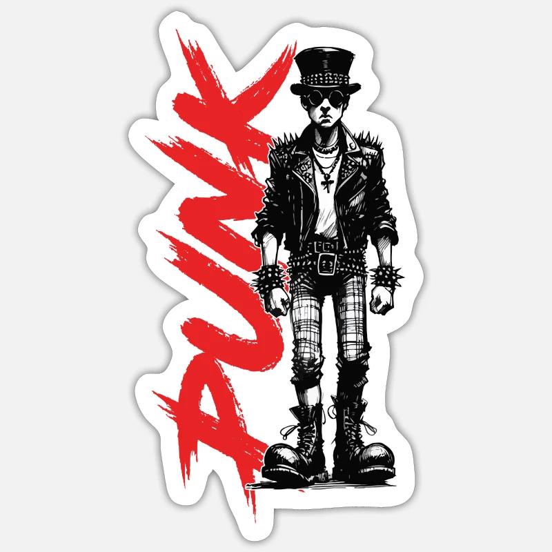 Punks mit Hut - Sticker Größe S (10 x 10 cm) - Mattweiß