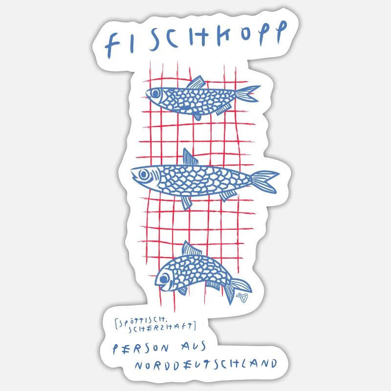 Fischkopp - Sticker Größe S (10 x 10 cm) - Mattweiß