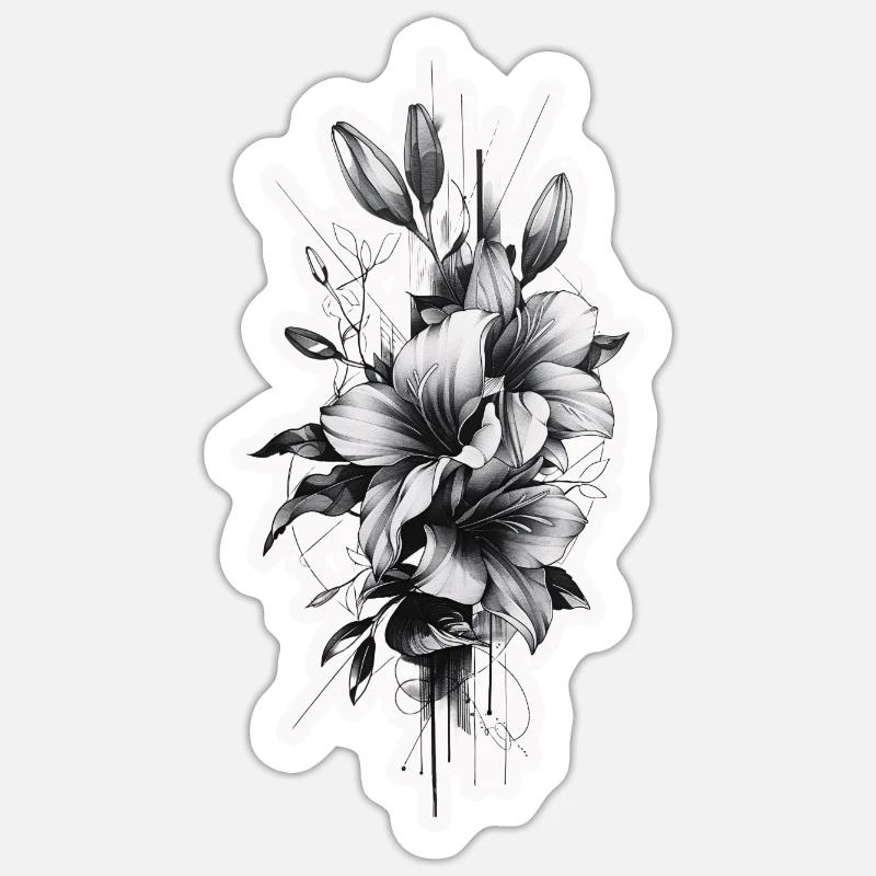 Belle composition florale de forme tribale - Sticker taille S (10 x 10 cm) - blanc mat