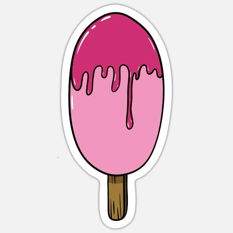 Eis | Pink Eiscreme | Eis am Stiel | Ice Cream Sticker Größe S (10 x 10 cm)