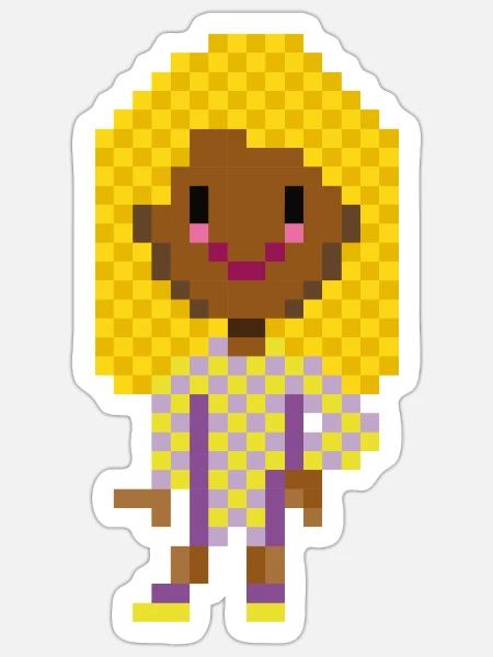 PIXELFIGUR GELB-LILA - Sticker Größe S (10 x 10 cm) - Mattweiß