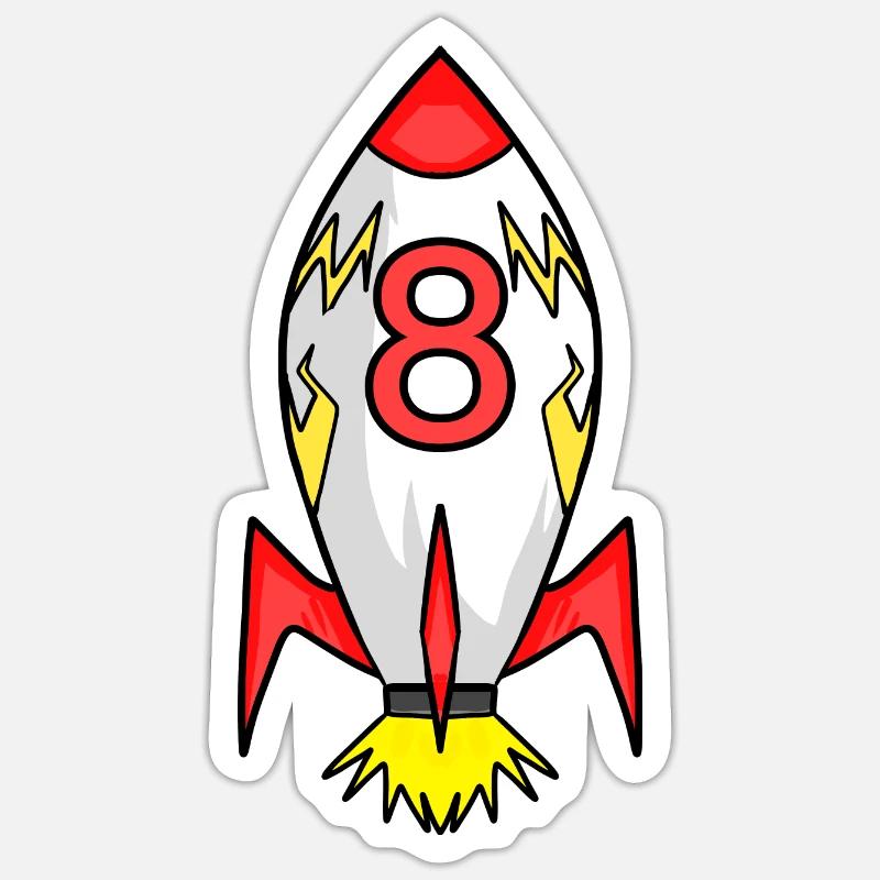 Rocket 8 ans - Sticker taille S (10 x 10 cm) - blanc mat