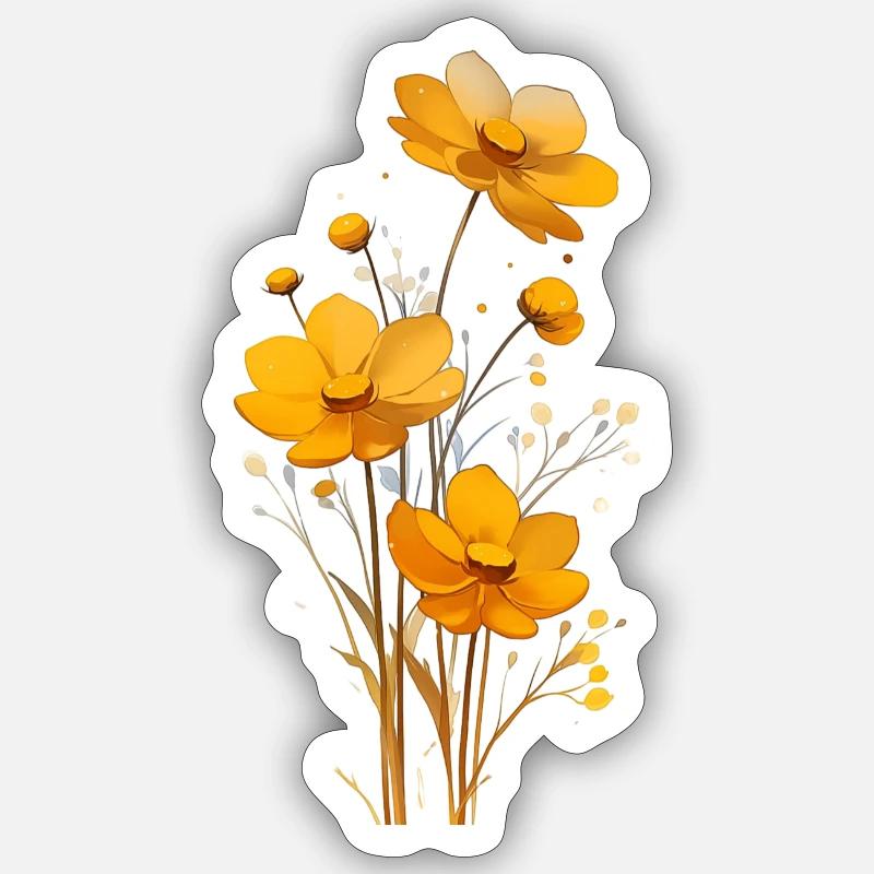 Fleurs - Sticker taille S (10 x 10 cm) - blanc mat