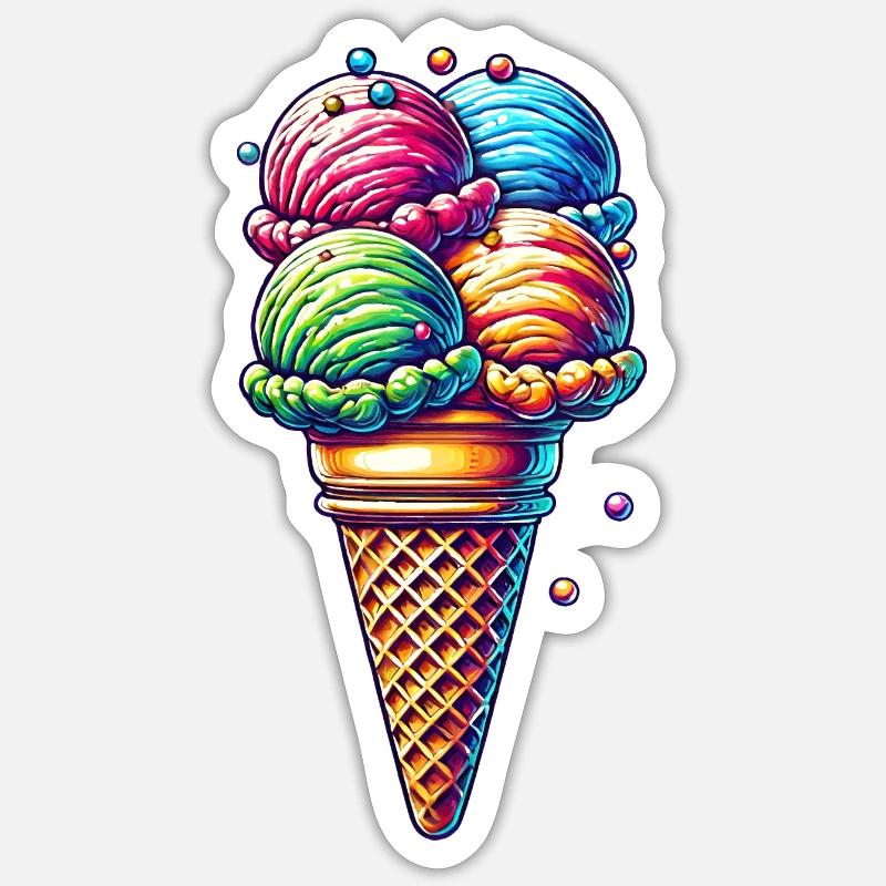 farbenfrohe Eiskreation in lebendigen Farben Sticker Größe S (10 x 10 cm)