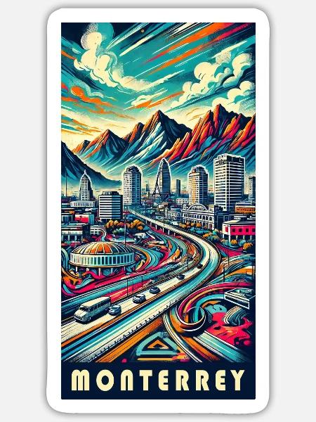 Monterrey Mexiko Stadt Reise Design - Sticker Größe S (10 x 10 cm) - Mattweiß