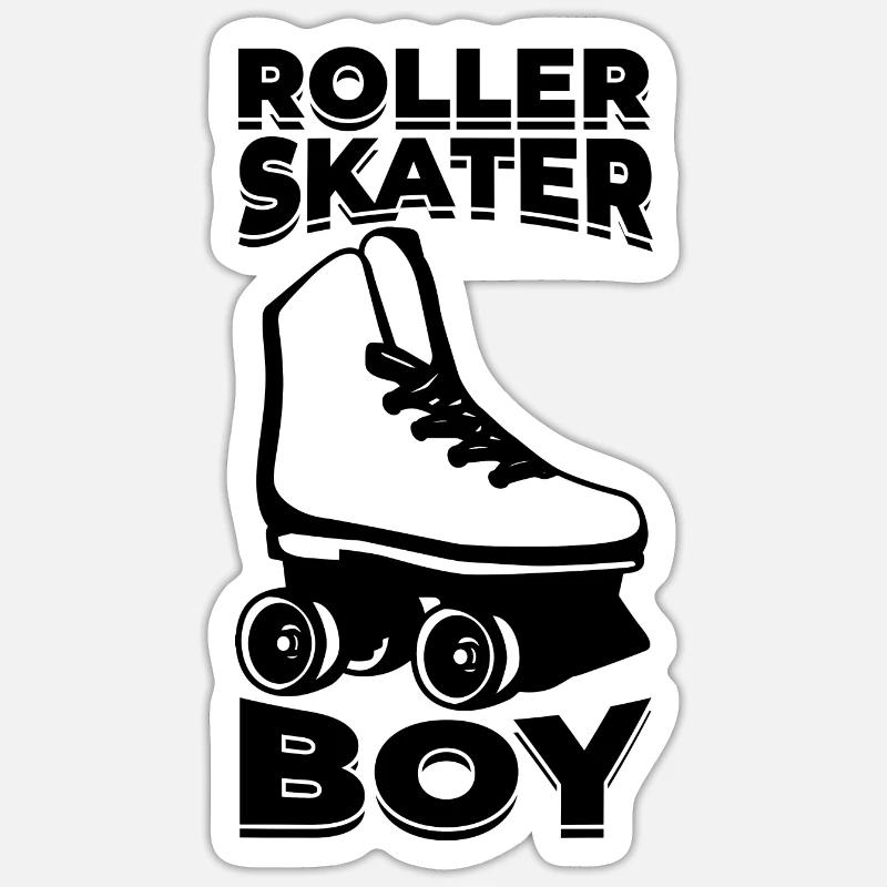 Rollschuh Junge - Sticker Größe S (10 x 10 cm) - Mattweiß