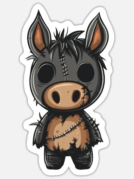 Esel Halloween Zombie - Sticker Größe S (10 x 10 cm) - Mattweiß