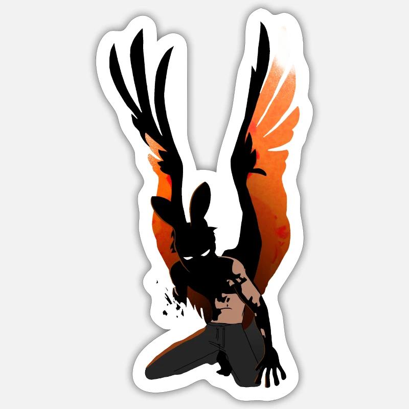 Flame Wing Warrior Figure - Sticker size S (10 x 10 cm) - white matte
