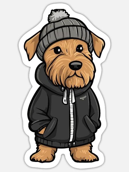 Airedale Terrier Hund Stylisch - Sticker Größe S (10 x 10 cm) - Mattweiß