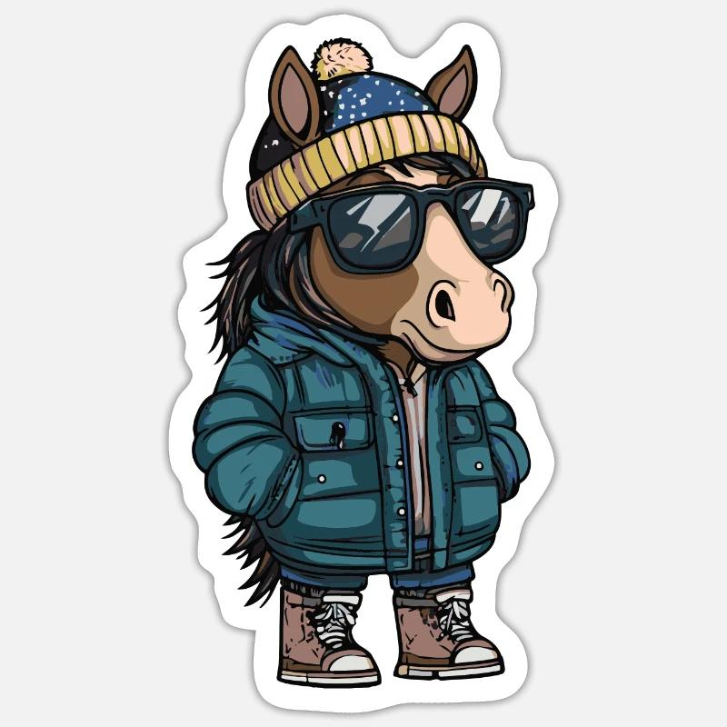 Pferd Winter - Sticker Größe S (10 x 10 cm) - Mattweiß