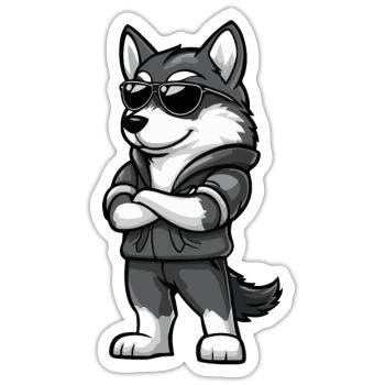 Husky Dog Cool - Sticker size S (10 x 10 cm) - white matte - Front