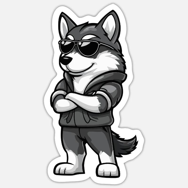 Husky Chien Cool Sticker taille S (10 x 10 cm)