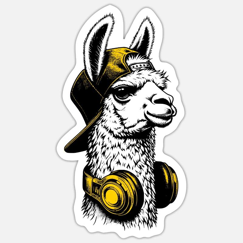 Streamer Gamer Lama - Sticker taille S (10 x 10 cm) - blanc mat