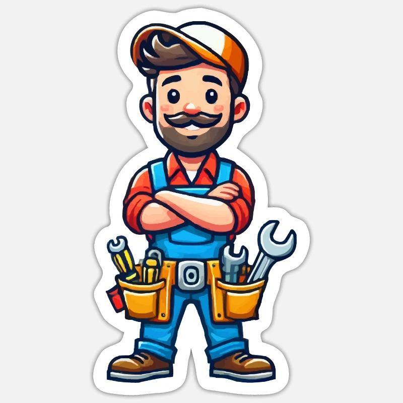 Handwerker - Sticker Größe S (10 x 10 cm) - Mattweiß