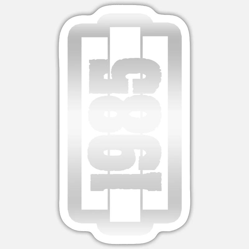 Né en 1985 - Sticker taille S (10 x 10 cm) - blanc mat