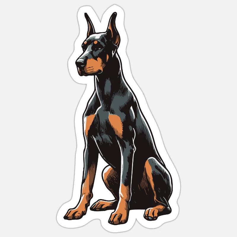 Doberman - Sticker taille S (10 x 10 cm) - blanc mat