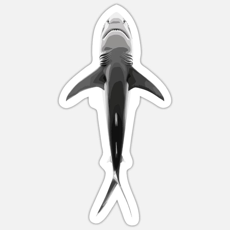 Shark Hai Plongée Plongée Plongeur - Sticker taille S (10 x 10 cm) - blanc mat