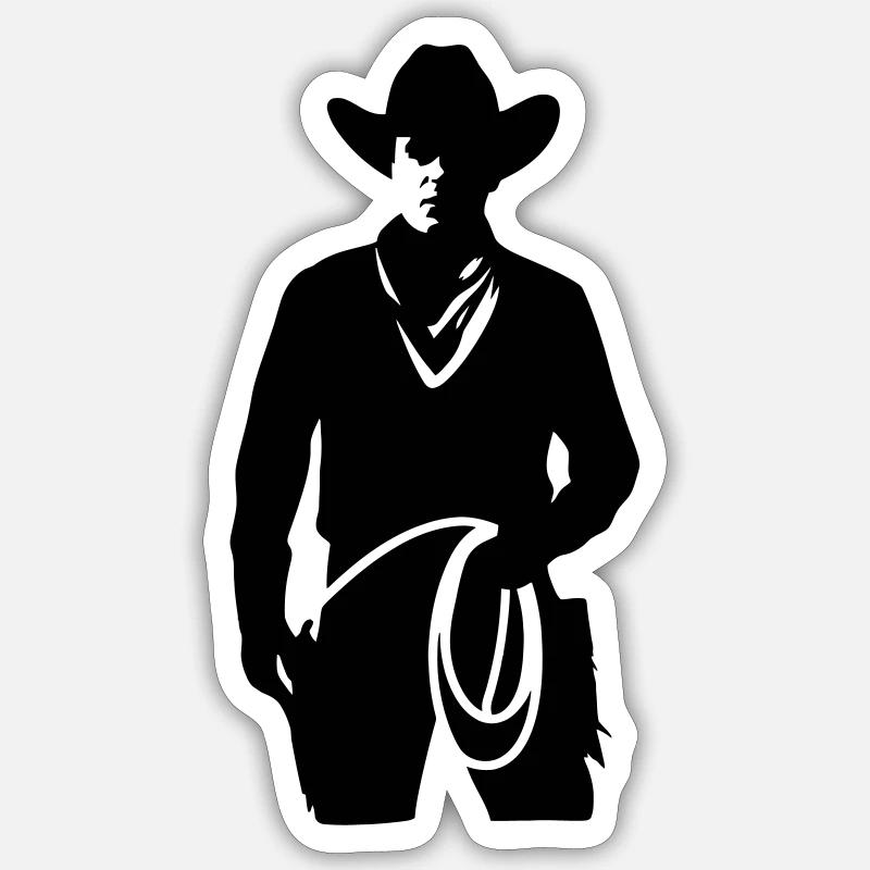 Silhouette de cow-boy solitaire - Sticker taille S (10 x 10 cm) - blanc mat