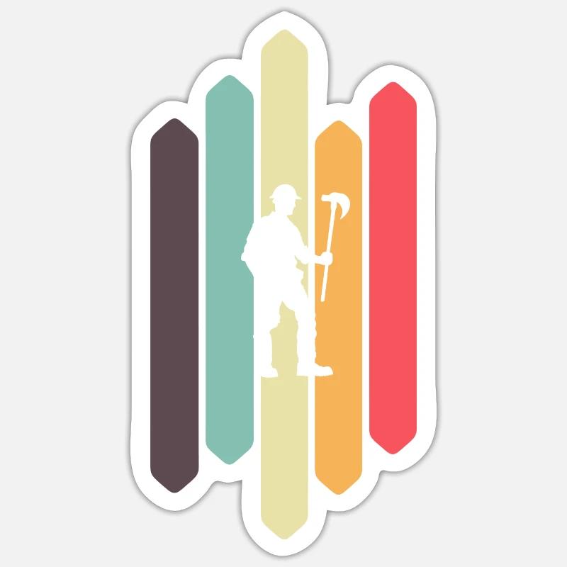 Pioche à charbon minier - Sticker taille S (10 x 10 cm) - blanc mat