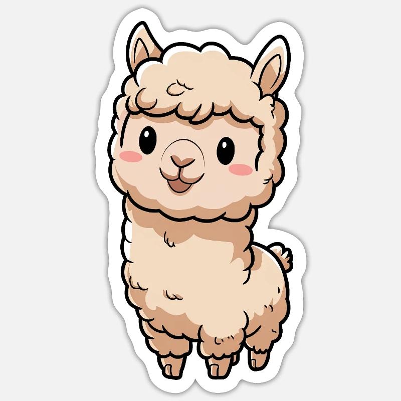 Lama doux Alpaga Chibi Sticker taille S (10 x 10 cm)