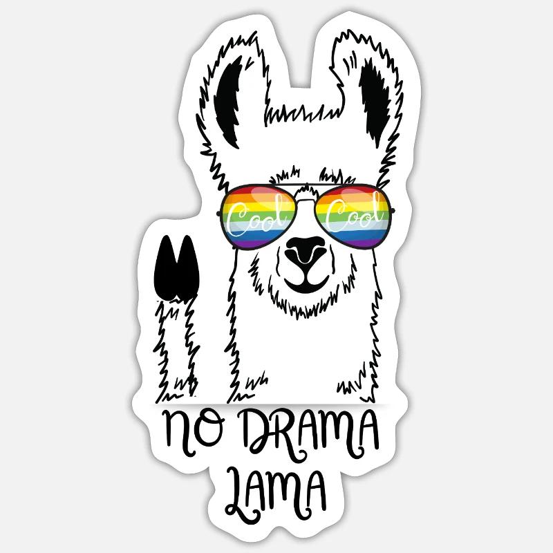 Pas de drame Lama - Sticker taille S (10 x 10 cm) - blanc mat