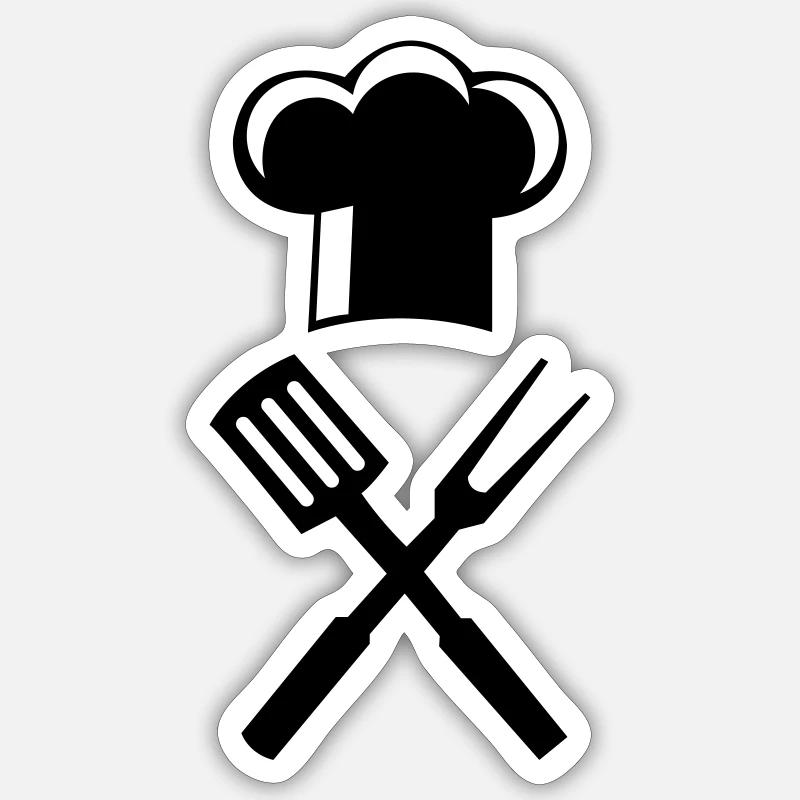 Chef Cutlery - Sticker size S (10 x 10 cm) - white matte