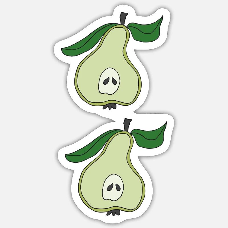 Pear half double - Sticker size S (10 x 10 cm) - white matte