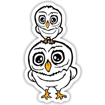 2 Owls Dad Mom Child Baby Family Mother Father - Sticker size S (10 x 10 cm) - white matte - Front