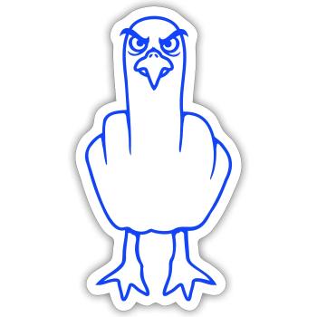 Möwe Mittelfinger Beleidigung Stinkefinger frech - Sticker Größe S (10 x 10 cm) - Mattweiß - Vorne