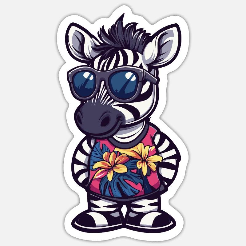 Zebra Comic Urlaub Sticker Größe S (10 x 10 cm)