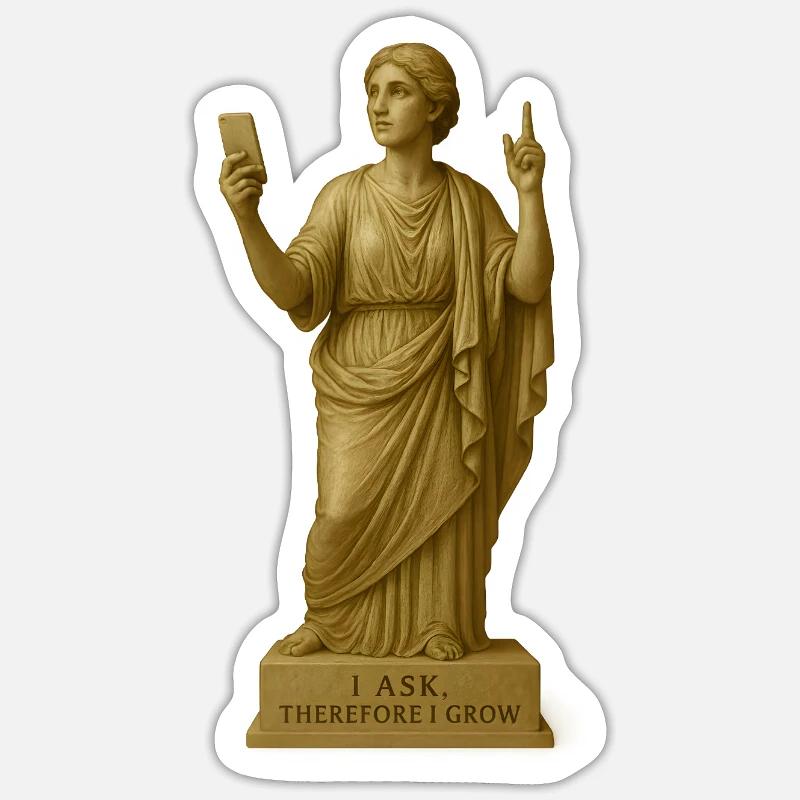 Antike Philosophenstatue mit Botschaft - Sticker Größe S (10 x 10 cm) - Mattweiß