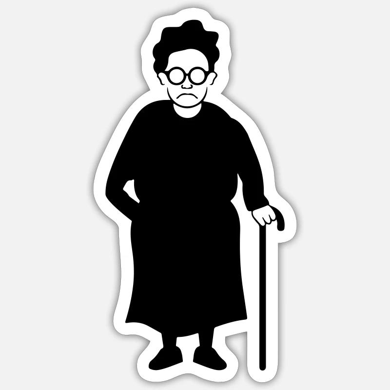 Grand-mère - Sticker taille S (10 x 10 cm) - blanc mat