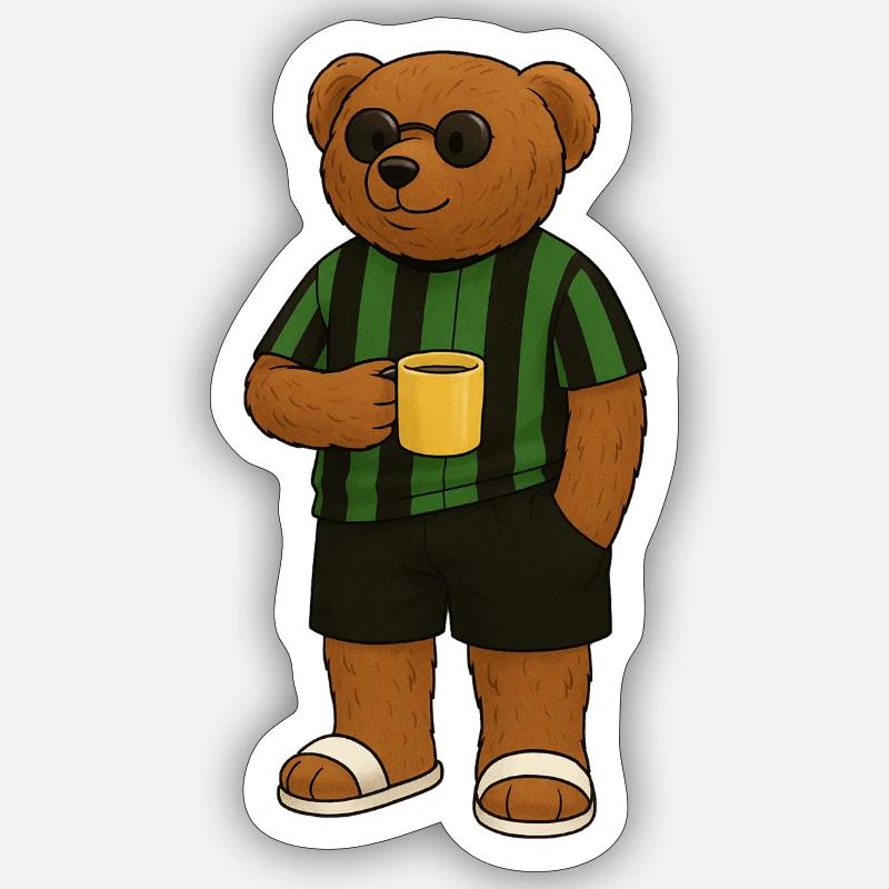 Ours vert-noir - Sticker taille S (10 x 10 cm) - blanc mat
