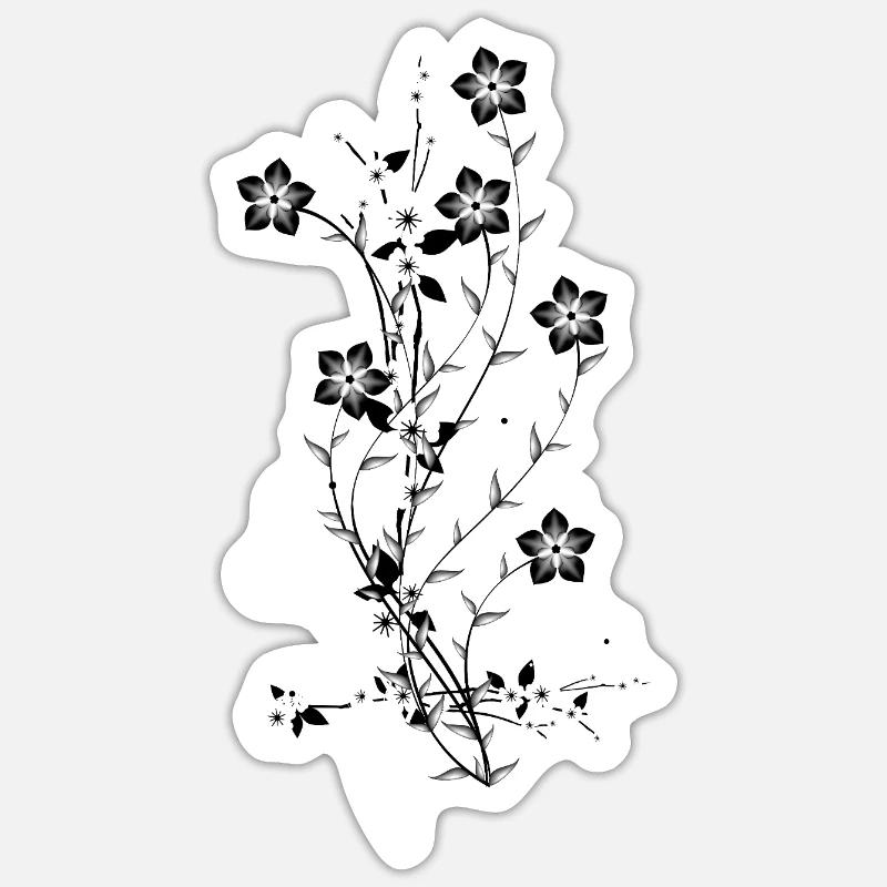 Fleurs éclatantes de contraste absolu - Sticker taille S (10 x 10 cm) - blanc mat