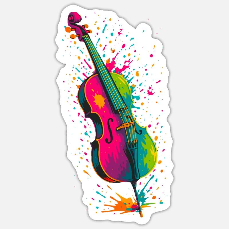 Cello Splash - Sticker Größe S (10 x 10 cm) - Mattweiß