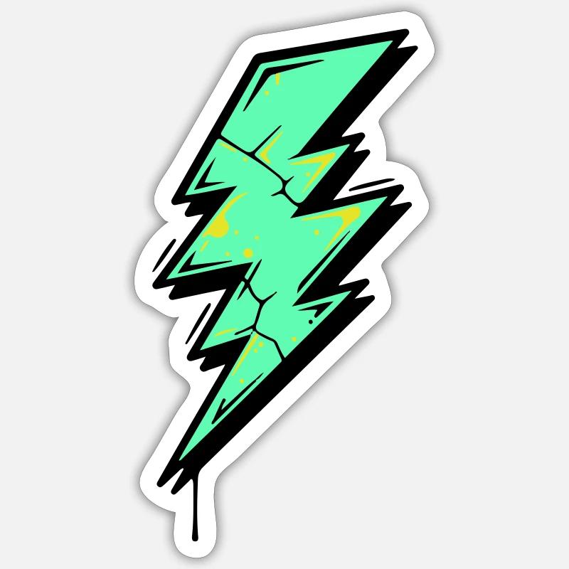 Style Éclair Éclair Abstrait - Sticker taille S (10 x 10 cm) - blanc mat