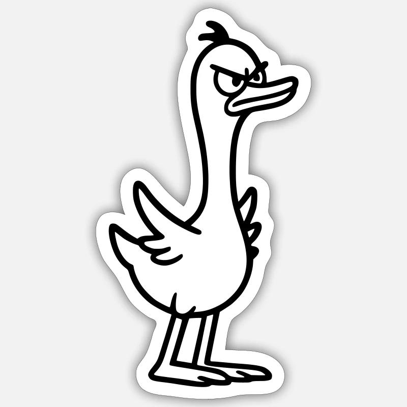 Angry goose - Sticker size S (10 x 10 cm) - white matte