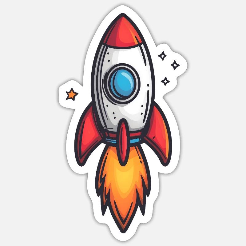 Cartoon Rocket Fire Flight - Sticker size S (10 x 10 cm) - white matte
