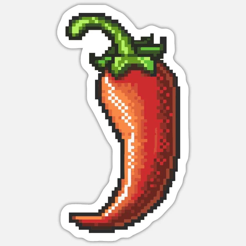 Pixel Chili Pepper Retro Gloss - Sticker size S (10 x 10 cm) - white matte