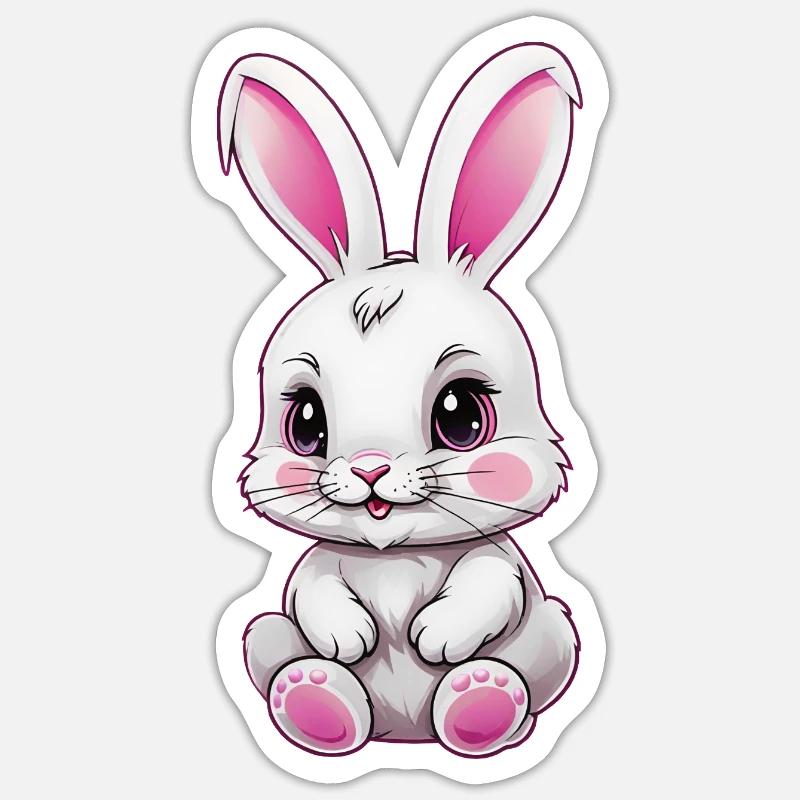 Lapin - Sticker taille S (10 x 10 cm) - blanc mat