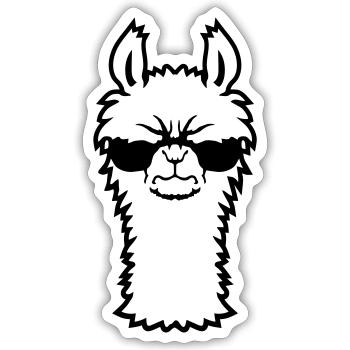 Lama Wütend Cool Sonnenbrille Pelzig Alpaka Sauer - Sticker Größe S (10 x 10 cm) - Mattweiß - Vorne