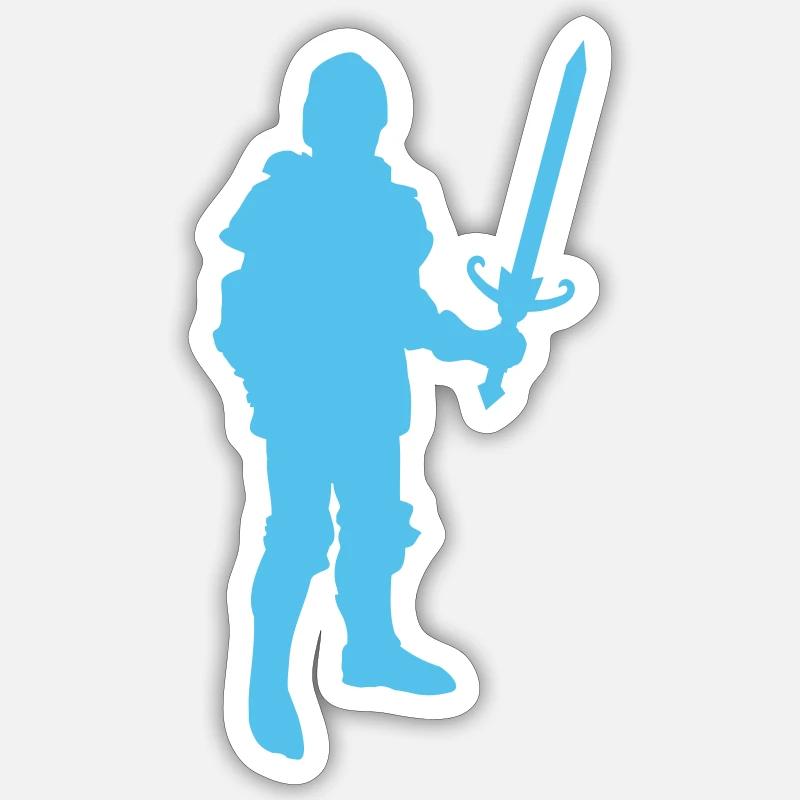 Blauer Ritter Silhouette - Sticker Größe S (10 x 10 cm) - Mattweiß