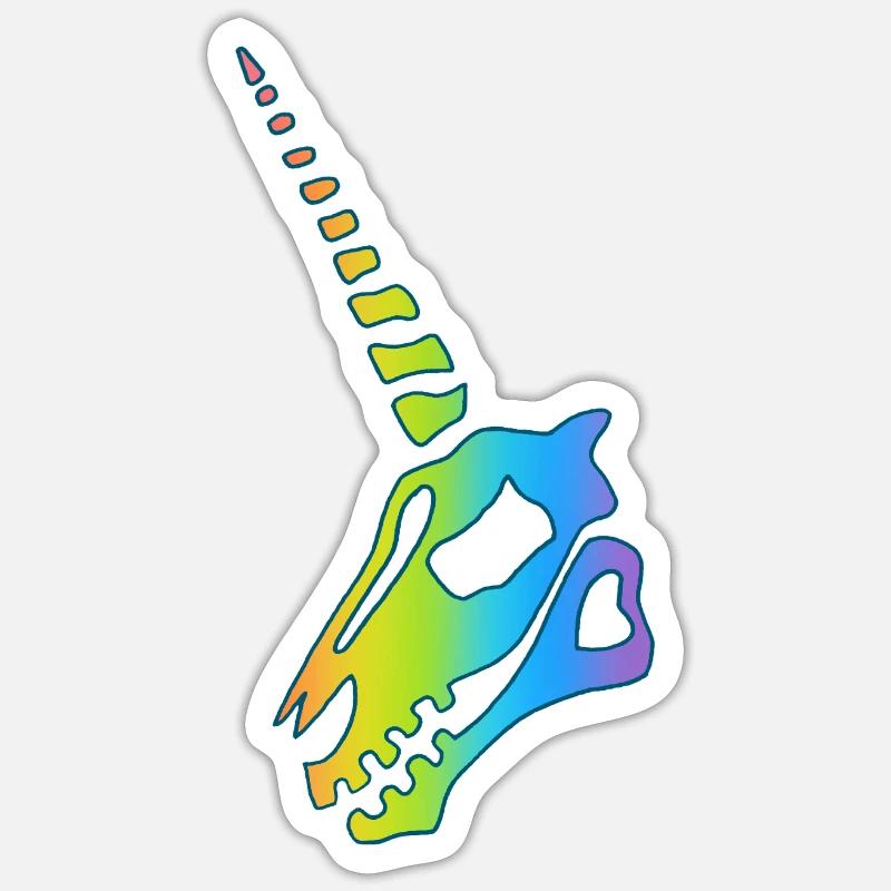 Regenbogen Einhorn Schädel - Sticker Größe S (10 x 10 cm) - Mattweiß